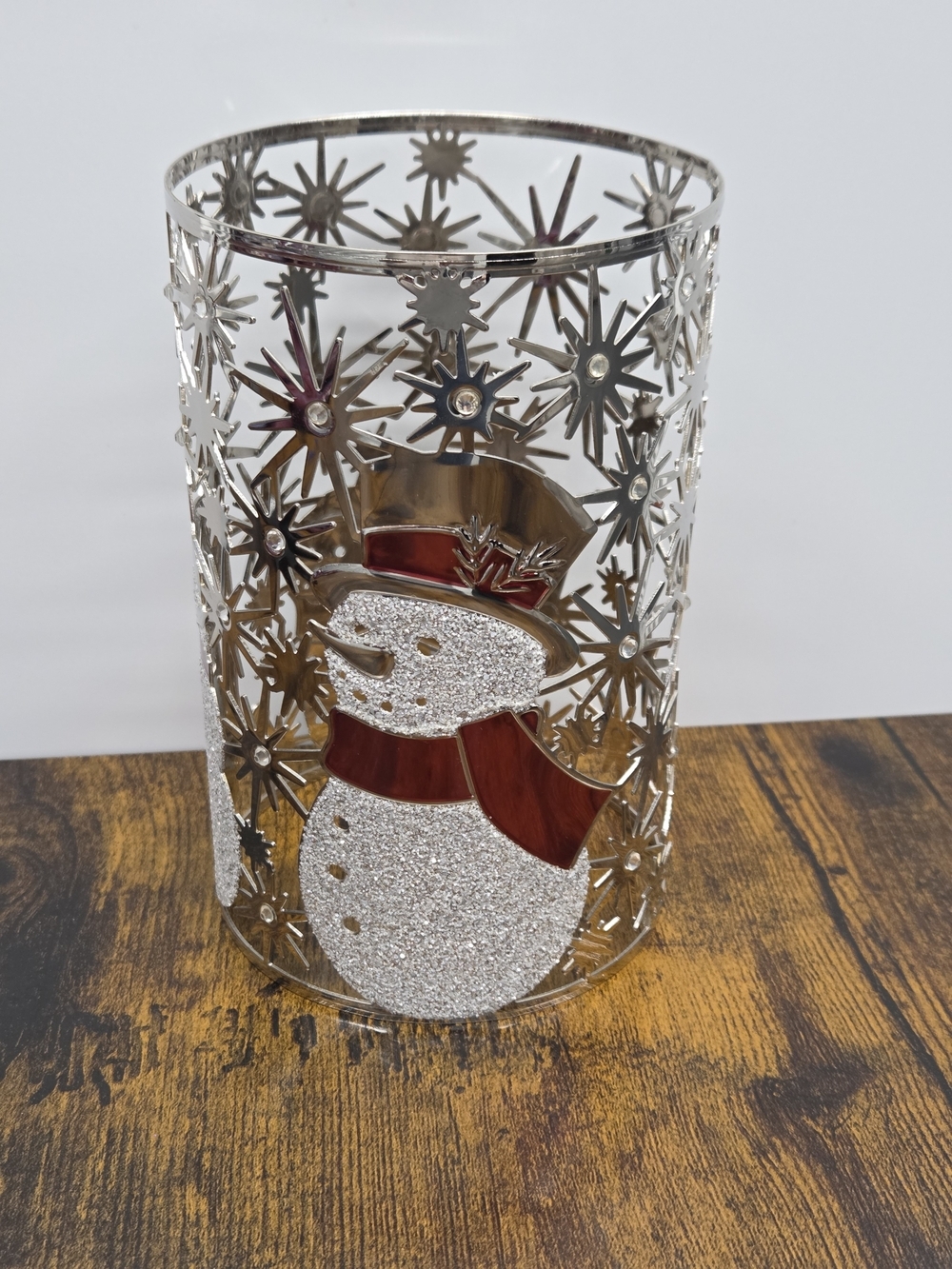 Bath & Body Works Silver Snowman Decorative Candle Holder 6.5" H X 4" W